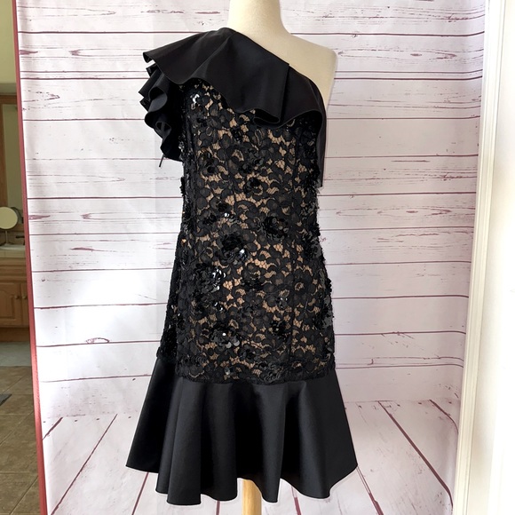 NWT MICHAEL KORS COLLECTION Beaded one shoulder party dress black AUTHENTIC NEW - Picture 1 of 16